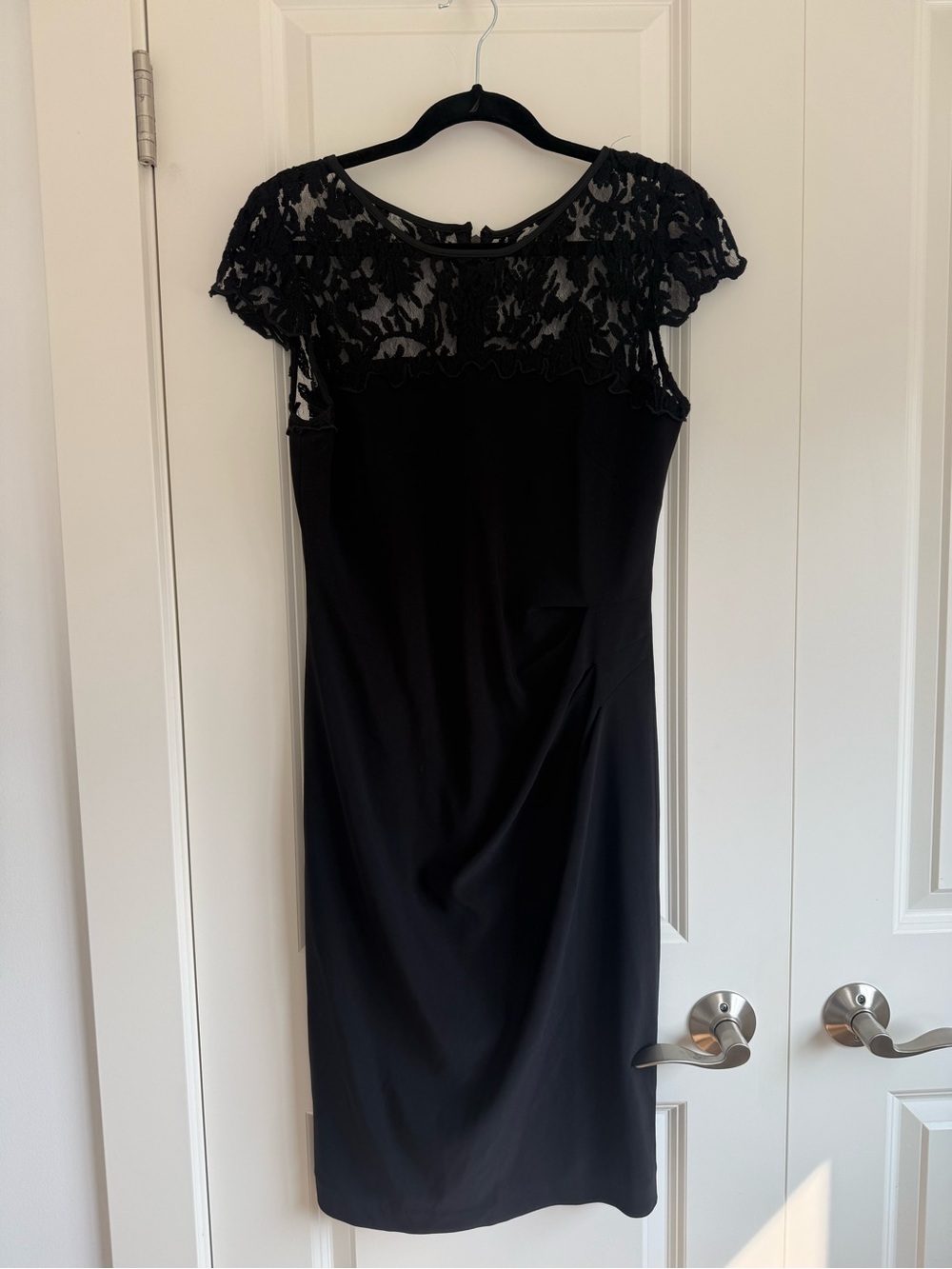 Adrianna Papell Black Lace Yoke Midi Dress